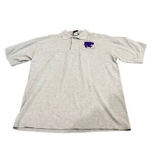 VTG AS Sports Men’s Gray KSU Kansas State Wildcats Polo Shirt Size L Embroidered